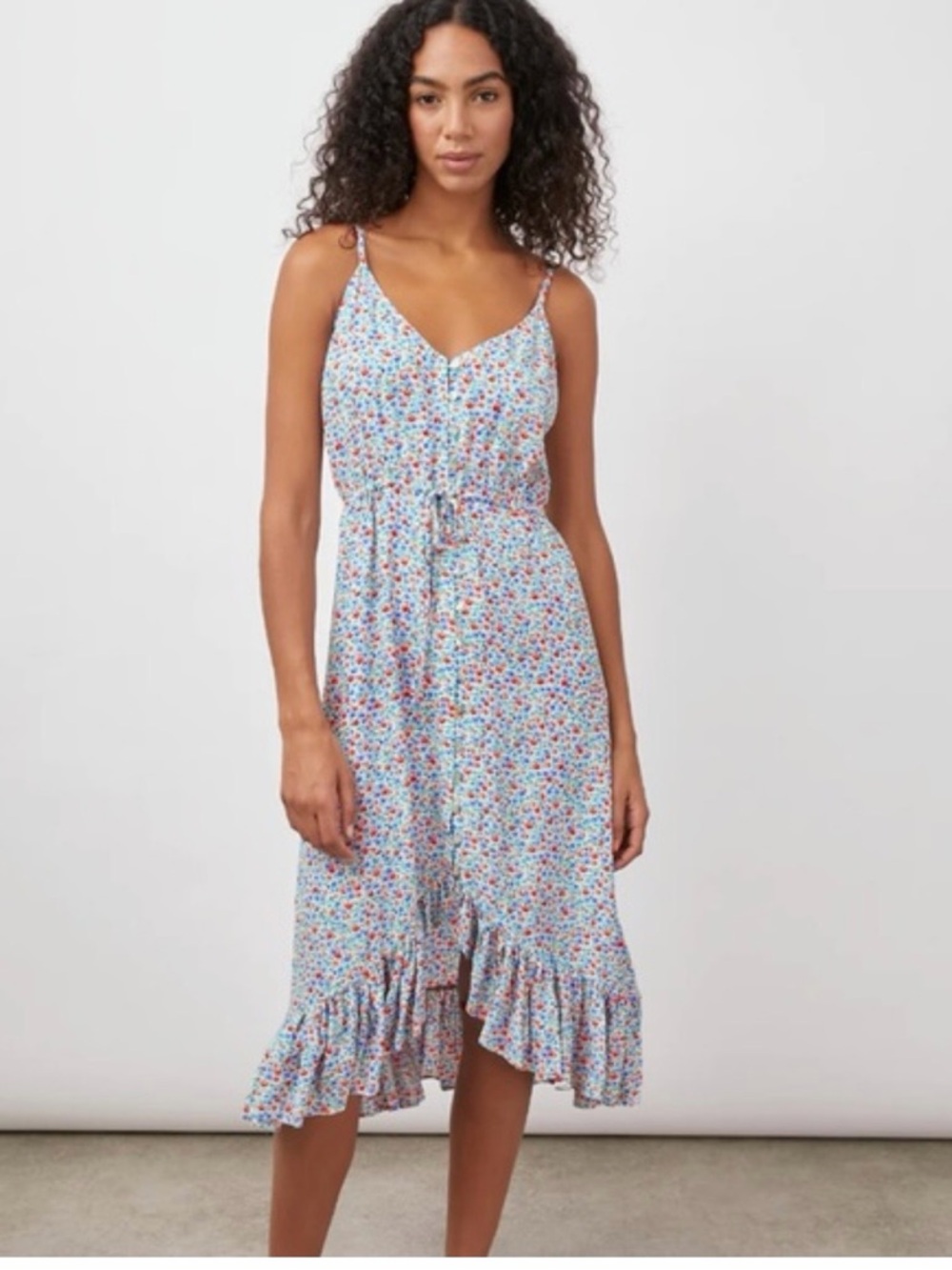 Rails Frida Wild Daisies Tie-Waist Midi Dress SZ L Worn 2x